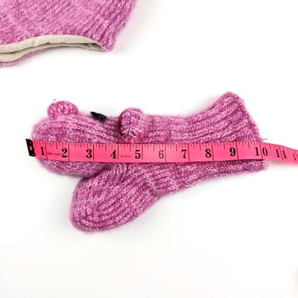 Yetilang Piglet Wool Mohair  Knitted Winter Hat and Mittens Set - Picture 15 of 16